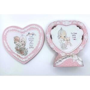 Precious moments Heart-Shaped Decorative Plates Set - For My Daughter Gift